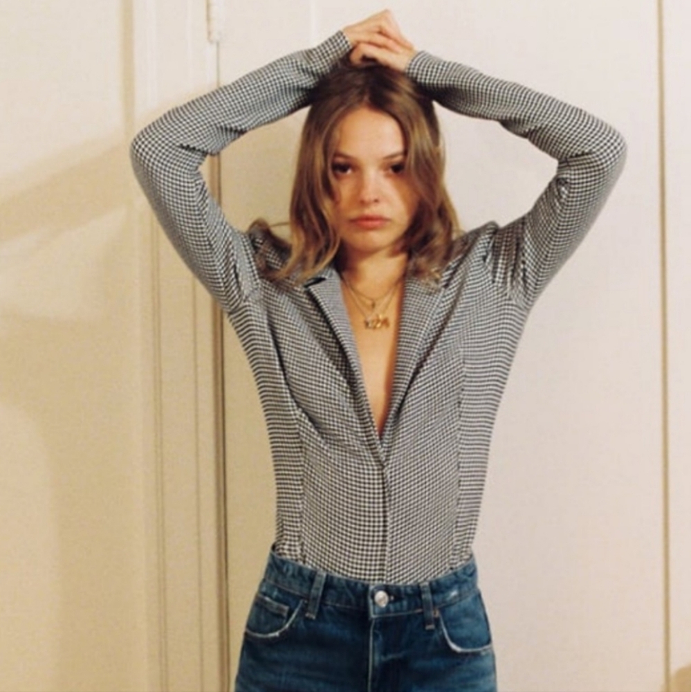 Zara Houndstooth Bodysuit
